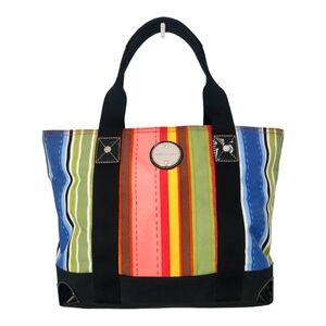 Franco Sarto Canvas tote bag, rainbow color stripe pattern